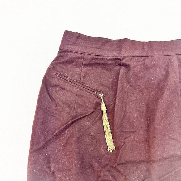 Louis Feraud Virgin Wool Angora Burgundy Pencil Skirt Size 6 - Picture 3 of 6